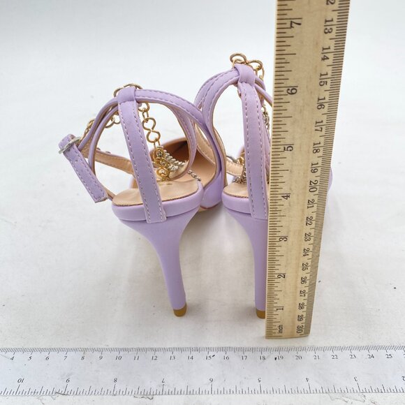 FSJ Purple Open Toe Chain Ankle Strap High Heels Sandals Party Wedding Shoes - Picture 4 of 7